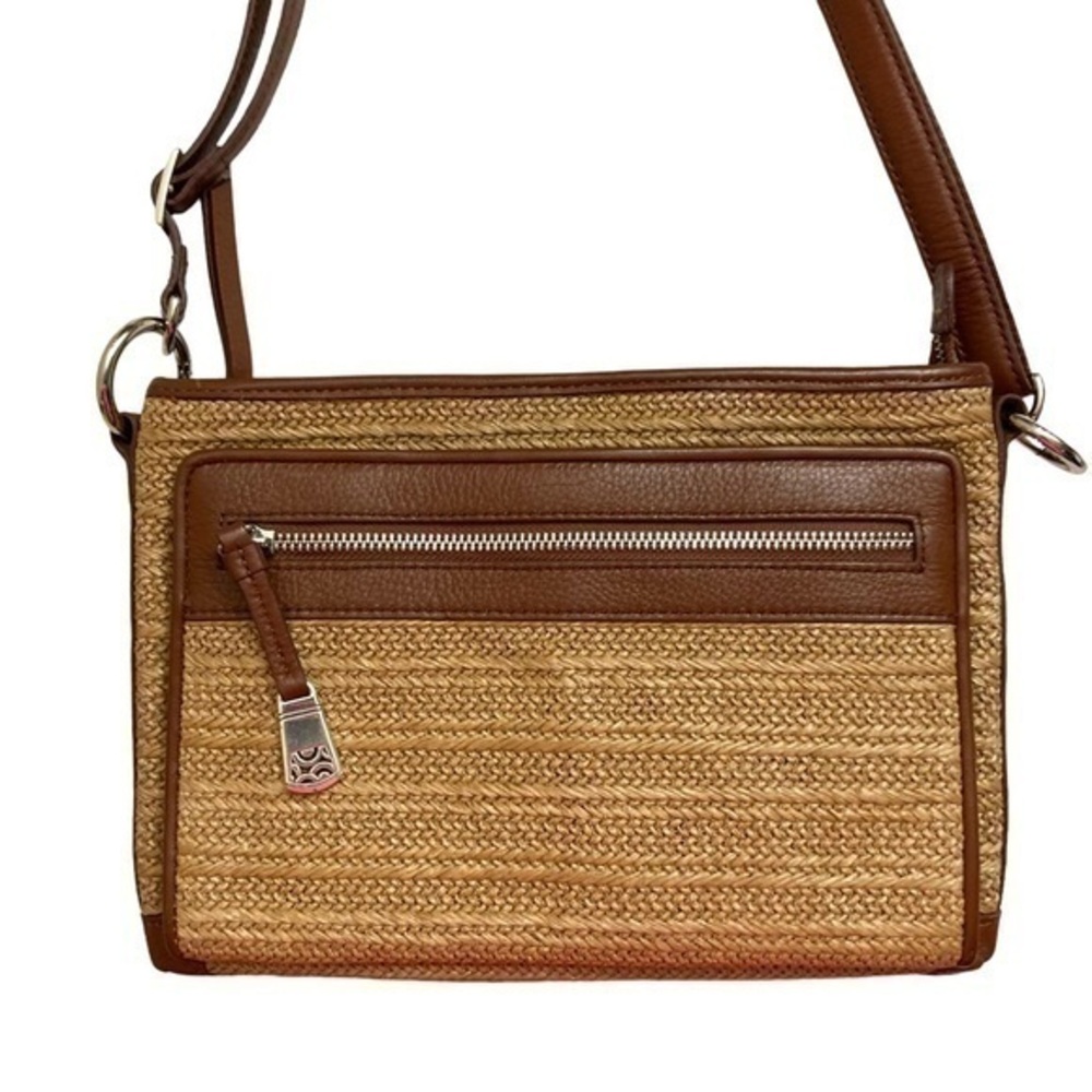 Brighton wicker brown leather messenger bag